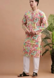 Multi Color Cotton Printed Long Kurta
